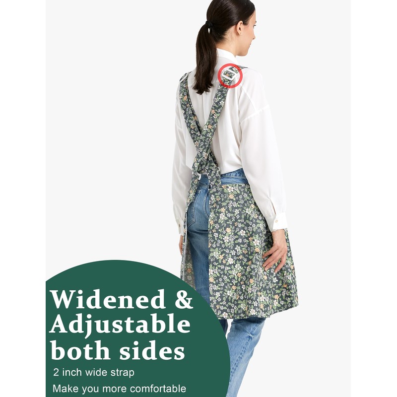 APRONNER Cozy Adjustable Cross Back Aprons for Women with Pockets