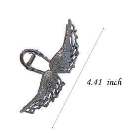 Angel'S Wings Metal Hair Clips - Black Crystal Hair Clips,Perfect Jaw Hair Clamps For Women And Thinner, Thick Hair Styling,Strong Hold Hair,Fashion Hair Accessories For Women