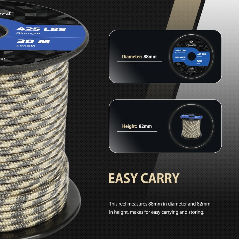 Abma Cord Paracord 425 lbs 3mm 100% Nylon 30M -