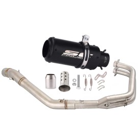 Unbranded For Yamaha YZF R3 2015-2021 MT-03 Whole System Black Muffler Exhaust Header Pipe