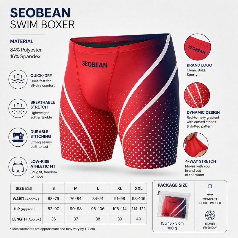 Men’s Low-Rise Swim Boxer for Training – Quick-Dry Vortex Gradient