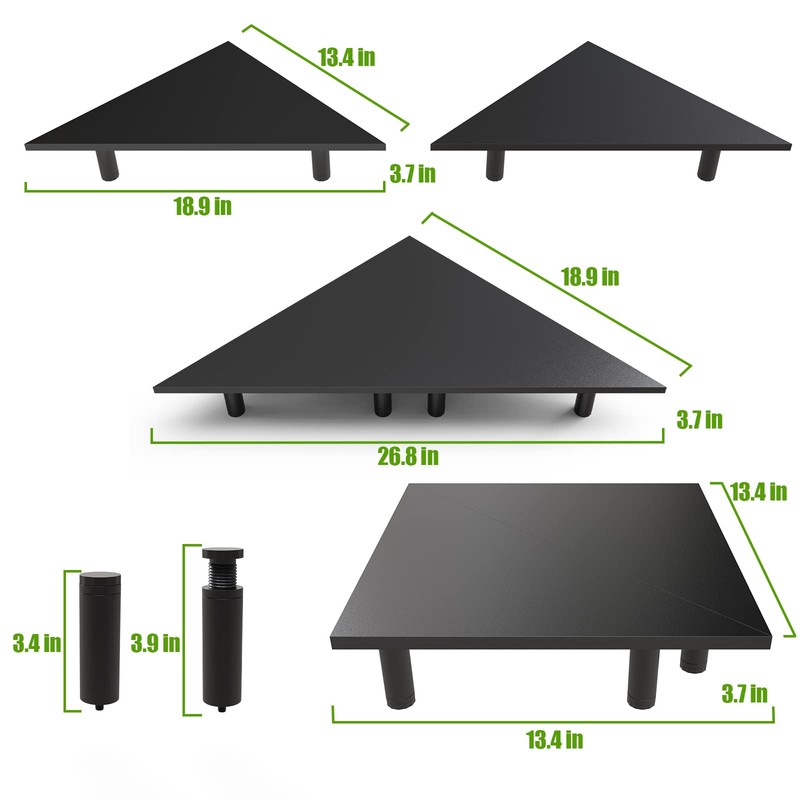 WEGASTU 2 Pack White Corner Monitor Stand, Triangle/Square Adjustable Height