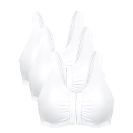 Bestform Women's 5006014 Comfortable Unlined Wireless Cotton Stretch Sports Bra with Front Closure, White | White | White, 42