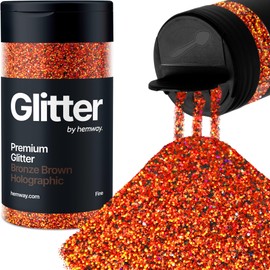 Hemway Bronze Brown Holographic Glitter Fine 130g/4.6oz Powder Metallic Resin Craft Flake Shaker for Epoxy Tumblers, Hair Face Body Eye Nail Art Festival, DIY Party Decorations Paint