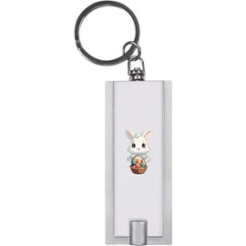 Azeeda 'Easter Bunny With Easter Basket Kawaii Style' Keyring LED Torch (KT00035209)