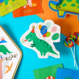 C.R. Gibson TW7-25855 Dino Party Disposable Paper Lunch Napkins, 6" x 6", Multicolor, 20 Pieces