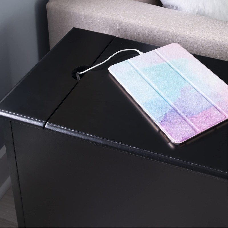 Powell Furniture Butler Black Accent Table with USB Charging Station