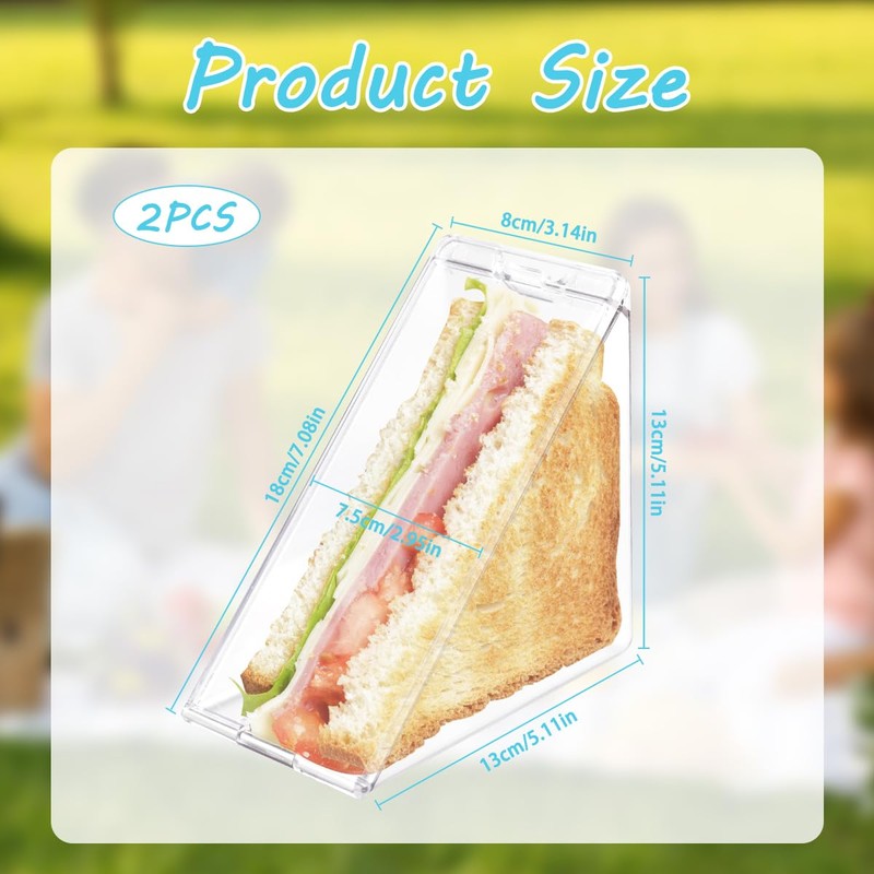 RHHGHY 2 Pcs Sandwich Boxes, Reusable Sandwich Container, Triangle Sandwich