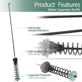 WTW5057LW0 MVW6200KW1 4 PCS Washer Suspension Rods Kit Fit for Whirlpool Maytag Replace WTW6120HW0 MVW6230HW0 WTW5105HW0 WTW5105HW2 MVW6200KW2 MVW6200KW0 WTW5100HC2 WTW5105HW1 WTW6120HW2