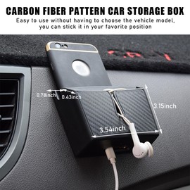 Dickno Multifunctional Car Storage Box - Carbon Fiber Cell Phone Holder, Auto Dashboard Pocket Organizer, Vehicle Interior Accessories for Storing Phone, Key, Coin