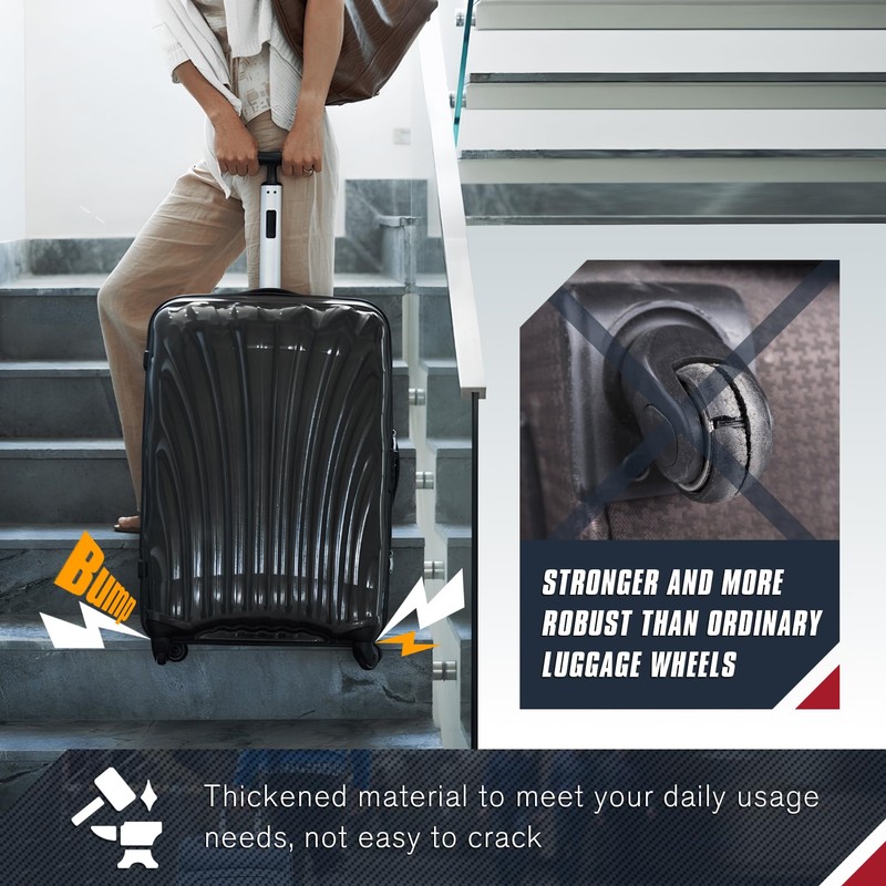 Zoofen Luggage Wheels Replacement with Brake - 2pcs Wear-Resistant Suitcase