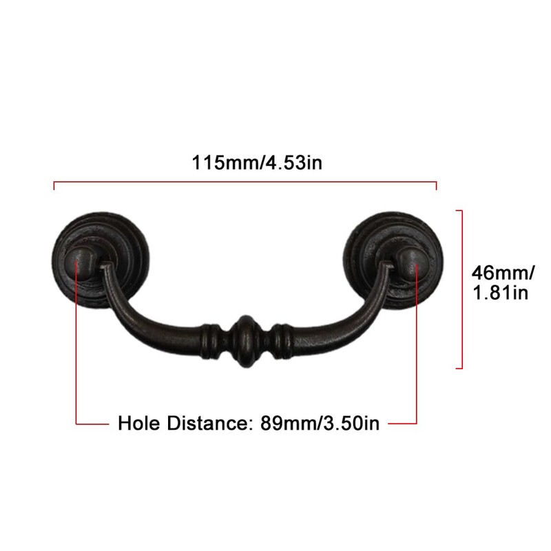 SEIWEI 115mm Drawer Pulls Handle Swing Rings Vintage Antique Cupboard
