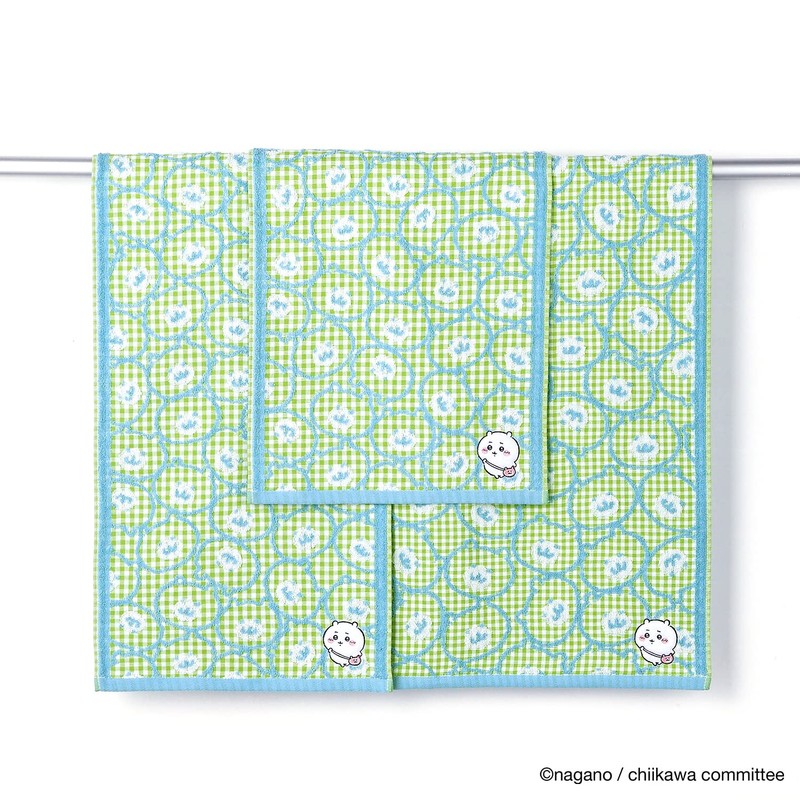 Chiikawa 41-1072130 Pochette Face Towel, Green, Gauze Pile, Cute, Approx.