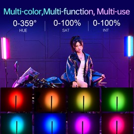 JINBEI EFT-360IIIRGB Handheld LED Light Stick, Light Wand Photography with APP Control & Metal Barndoor, Built-in 3000mAh Battery, 2000K-7500K, TLCI＞98, 26 FX Lighting Effects