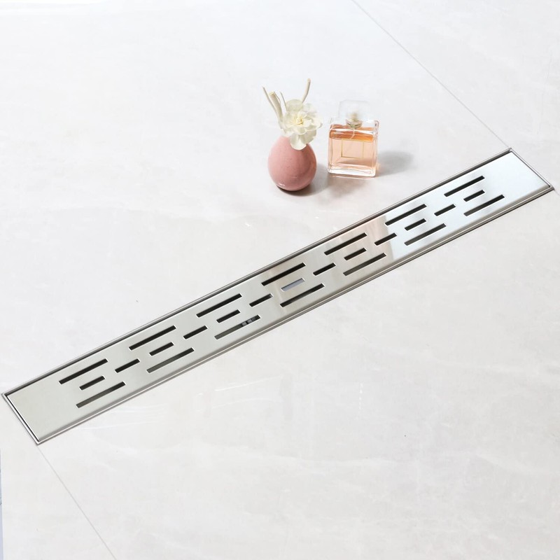 Elefloom Linear Shower Drain, Shower Drain 24 inch with Bar