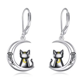 Koala/Highland Cow/Panda/Cat Moon Drop Earrings for Women 925 Sterling Silver Cute Animal Earrings Jewelry Gift, Sterling Silver