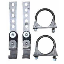 (2) Universal 2.5" Exhaust Tailpipe Hangers 360° Swivel Hangers (2) 2.5” Clamps