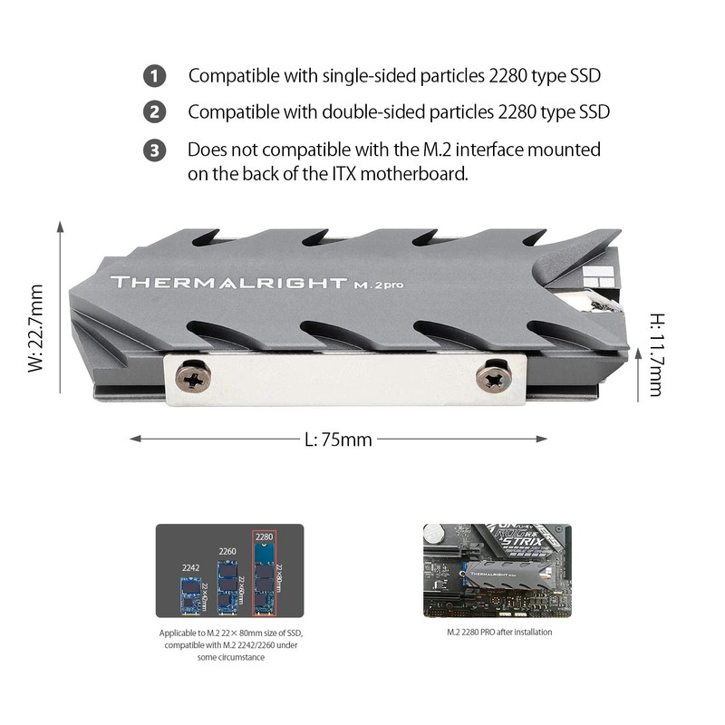 Thermalright M.2 Pro 2280 SSD Heatsink,8mm Heatpipe, High Performance Double