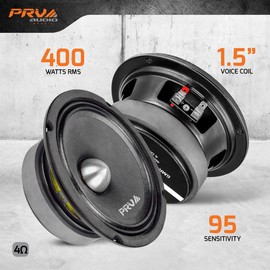 PRV AUDIO 6.5 Inch Midrange Bullet Speaker Pair 6MR400-4 Bullet, 4 Ohm 400 Watts High Performance Car Audio Loudspeaker High Output Sound (2 Speakers)