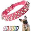 Pimaodog Spiked Studded Dog Collar, Adjustable Soft Leather Puppy Collar