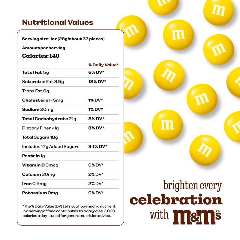 M&M’S WORLD Yellow Milk Chocolate Candy for Birthday Party Favors,