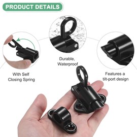 M METERXITY 6-Pack Self-Closing Latch Aluminum Alloy Automatic Window Sliding Latches with Screws Pull Ring Spring Load Door Lock for Door/Window/Toilet/Fence/Drawer [Black]