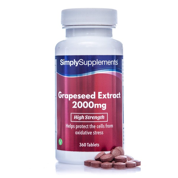 Grapeseed Extract 2000mg | 360 High Strength Grapeseed Tablets with Added Vitamin C