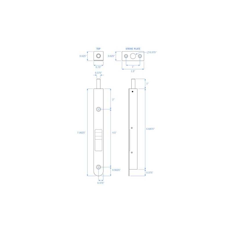 Nuk3y Heavy Duty 7-Inch Solid Brass Flush Bolt (Satin Nickel)