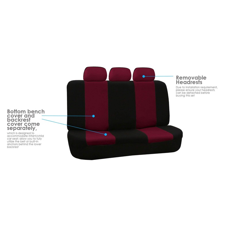 FH Group Flat Cloth Full Set Car Seat Covers Three