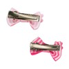Pink Stripe Bow Rhinestone Sunflower Bobby Pin Set (4 Pcs)