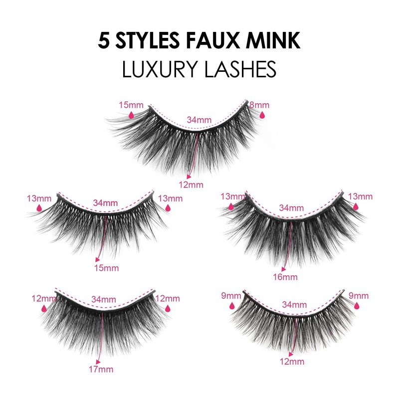 False Eyelashes 3D Artificial Eyelashes Natural Fake Lashes 5 Different