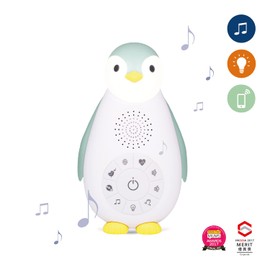 ZazuKids Portable Sound Machine and Nightlight, Blue Sound Soother with Bluetooth Speaker, Zoe Penguin Design, for Babys and Young Children