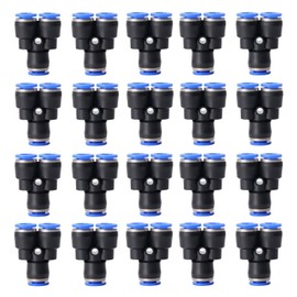 PIONFYNES 20PCS 1/4 Push to Connect Fittings Y Splitter, Pneumatic Fittings Quick Connect Air Hose Fittings (PY, 1/4" OD)