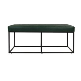HomePop Theodore Decorative Bench with Metal Base, Deep Forest Green Faux Suede