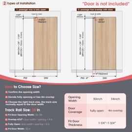 CEAKIAN 38" Concealed Sliding Barn Door Hardware Kit with Soft Close Mechanism for 30in Passage Opening, Hidden Aluminum Track System, Wall Mount for Interior Wooden Door (NO Door)