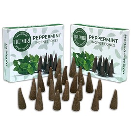 TRUMIRI Peppermint Incense Cones - Total 20 Cone Incense - Dual Pack of 10 Insence Cones - Incense Cones Scented - Cone Incense Scents - Insense Cones - Incent Cone