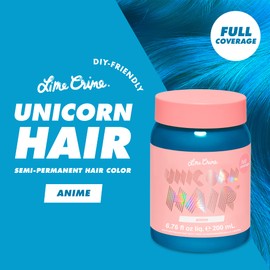 Lime Crime Lime Crime Unicorn Hair Dye Full Coverage, Anime (Candy Blue) - Vegan and Cruelty Free Semi-Permanent Hair Color Conditions & Moisturizes - Temporary Blue Hair Dye With Sugary Citrus Vanilla Scent