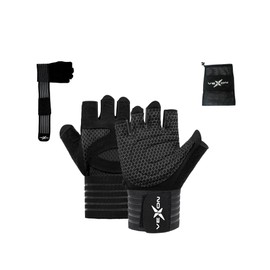 VEXON Men's Gym Gloves, Women's Gym Gloves, Gym, Weights, Mesh Bag for Gloves, Mobile and Keys