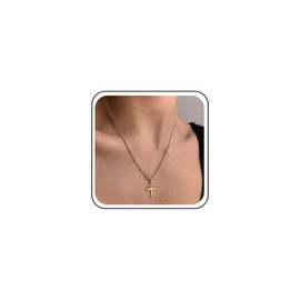 Cimenexe Bohemian Cross Choker Necklace Small Cross Crucifix Pendant Necklace Gold Station Box Chain Necklace Minimalist Cross Collar Necklace Jewelry for Women