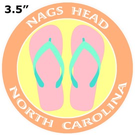 Athena Brands Flip Flops Nags Head North Carolina - Car Truck Window Bumper Sticker Decal - Sunset Orange