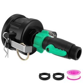 IBC Tote Adapter 2"Cam Lock IBC Tote Fitting 275-330 Gallon IBC Tank Adapter with 180 Degree 3/4"GHT Heavy Duty Plastic Water Hose Shut Off Valve IBC Tote Adapter for Garden Hose