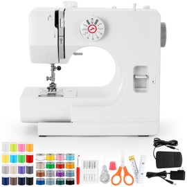 Sewing Machine, Mini Sewing Machines, Electric Portable Sewing Machines for Beginners, 12 Stitch Dual Speed with Foot Pedal & Sewing Kit, Ideal for Clothes, Pillowcases, Sheets