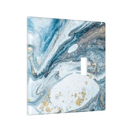 Blue Marble Combination 1 Blank 1 Toggle Switch Plate Outlet Cover 2 Gang Wall Plate, Abstract Decorative Light Switch Cover for Wall Decor, 4.5 x 4.5 Inch