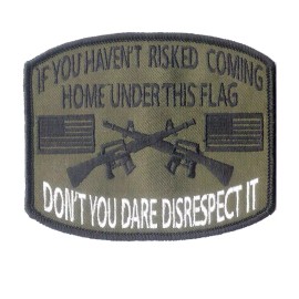 Don't Disrespect the US Flag -VET - 4 1/4” X 3 1/2" Embroidered Patch Wax Backed