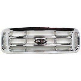 Evan-Fischer Grille Assembly Compatible with 1999-2004 Ford F-250 Super Duty Cross Bar Insert Plastic Chrome Shell and Insert