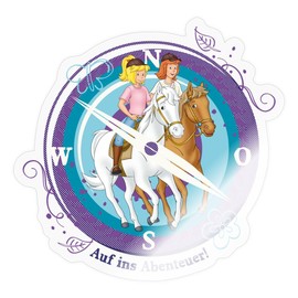 Spreadshirt Bibi And Tina Auf Ins Abenteuer Kompass Sticker, 10 x 10 cm, Transparent Glossy