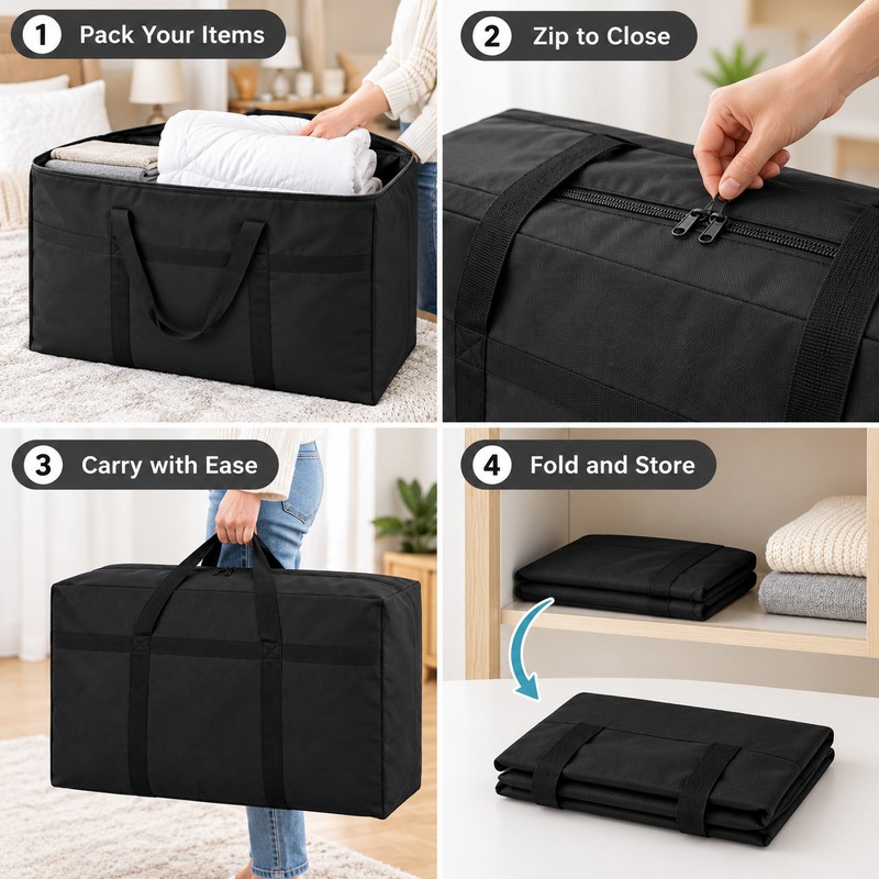 Extra Large Waterproof Moving Bag for Storage – Foldable Oxford