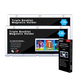 2-Pack Triple Booklet Magnetic Card-Holder - 201mm Booklet Card Holder, Triple Magnet High Definition, UV Protection, Triple Booklet Card, Collection Display Frame, Premium Quality Card Storage