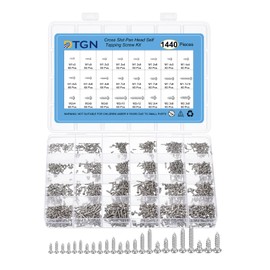 DTGN Carbon Steel Nickel-Plated Mini Screw kit Phillips pan Head Micro Screws Self-Tapping Laptop Notebook Computer Screws Kit,Silver(Size:M1x3-M2.3x8-1440pcs)