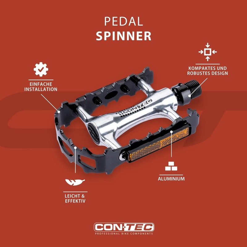 Contec Bicycle Pedals CP-043 Aluminium CrMo Axle, MTB/ATB with Reflector,